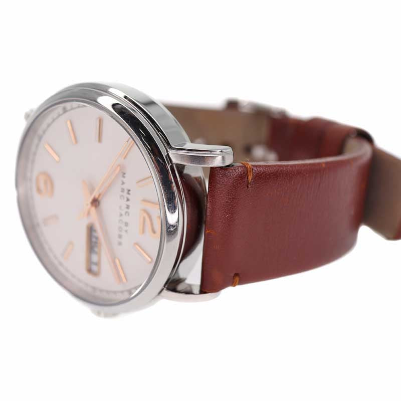 Marc Jacobs Fergus White Dial Brown Leather Strap Watch for Men - MBM5080 Buy Now By Marc Jacobs
