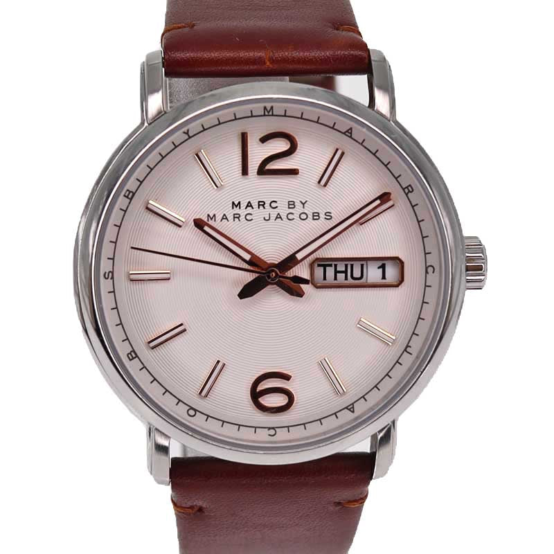 Marc Jacobs Fergus White Dial Brown Leather Strap Watch for Men - MBM5080 Buy Now By Marc Jacobs
