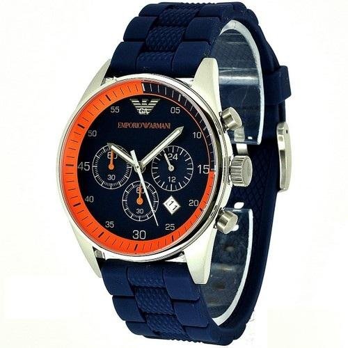 Emporio Armani Chronograph Blue Dial Blue Rubber Strap Watch For Men - AR5864 Buy Now By Emporio Armani