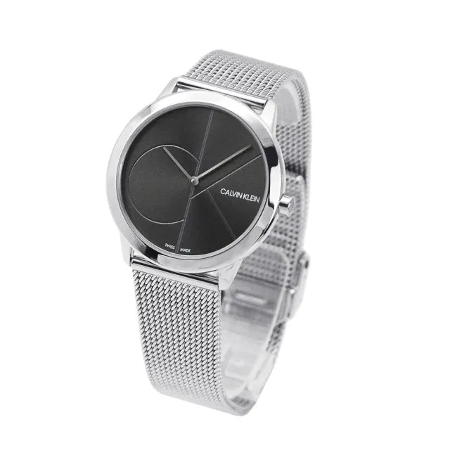 Calvin Klein Minimal Black Dial Silver Mesh Bracelet Watch for Women - K3M22123 Buy Now By Calvin Klein