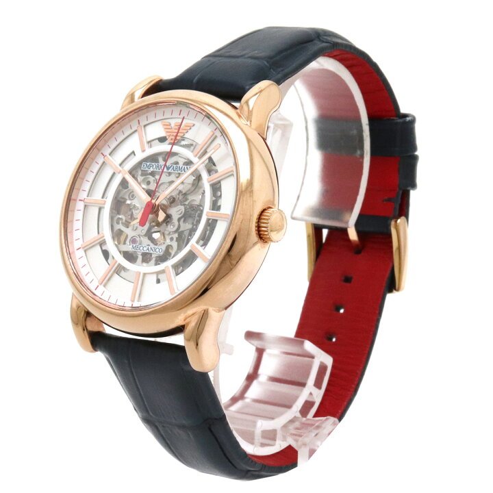 Emporio Armani Meccanico Silver Dial Blue Leather Strap Watch For Men - AR60009 Buy Now By Emporio Armani