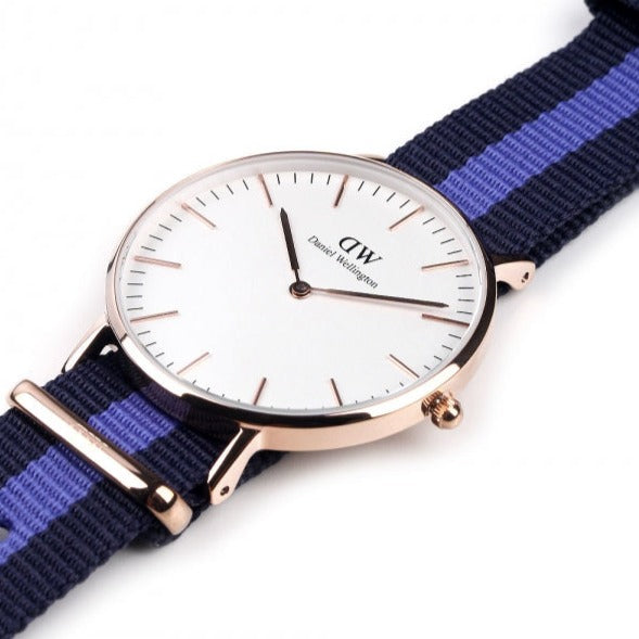 Daniel Wellington Classic Swansea White Dial Two Tone Nylon Strap Watch For Women - 0504DW Buy Now By Daniel Wellington