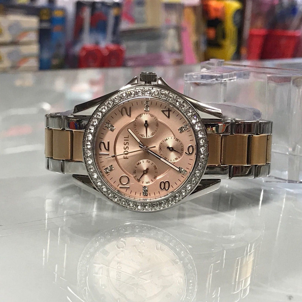 Fossil Riley Multifunction Rose Gold Dial Two Tone Steel Strap Watch for Women - ES4145 Buy Now By Fossil
