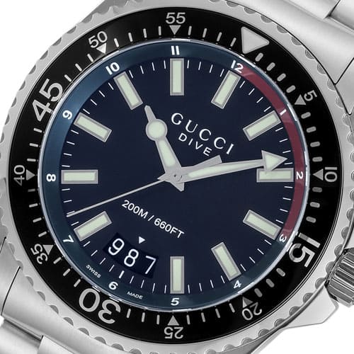 Gucci Dive Quartz Black Dial Silver Steel Strap Watch For Men - YA136212 Buy Now By Gucci