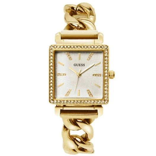 Guess Vanity Diamonds Silver Dial Gold Steel Strap Watch for Women - W1030L2 Buy Now By Guess