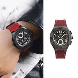 Guess Headline Multifunction Grey Dial Burgundy Silicone Strap Watch For Men - GW0571G4 Buy Now By Guess