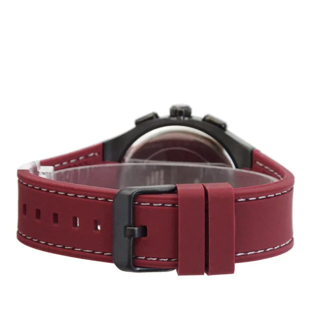 Guess Headline Multifunction Grey Dial Burgundy Silicone Strap Watch For Men - GW0571G4 Buy Now By Guess