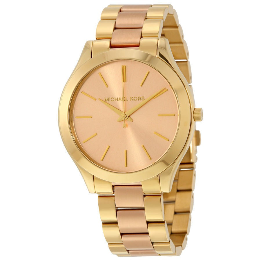 Michael Kors Slim Runway Pink Dial Two Tone Steel Strap Watch for Women - MK3493 Buy Now By Michael Kors