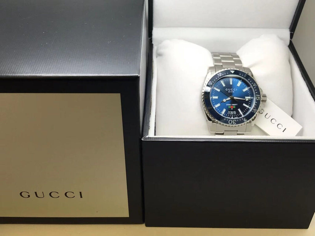 Gucci Dive Quartz Blue Dial Silver Steel Strap Watch For Men - YA136311 Buy Now By Gucci