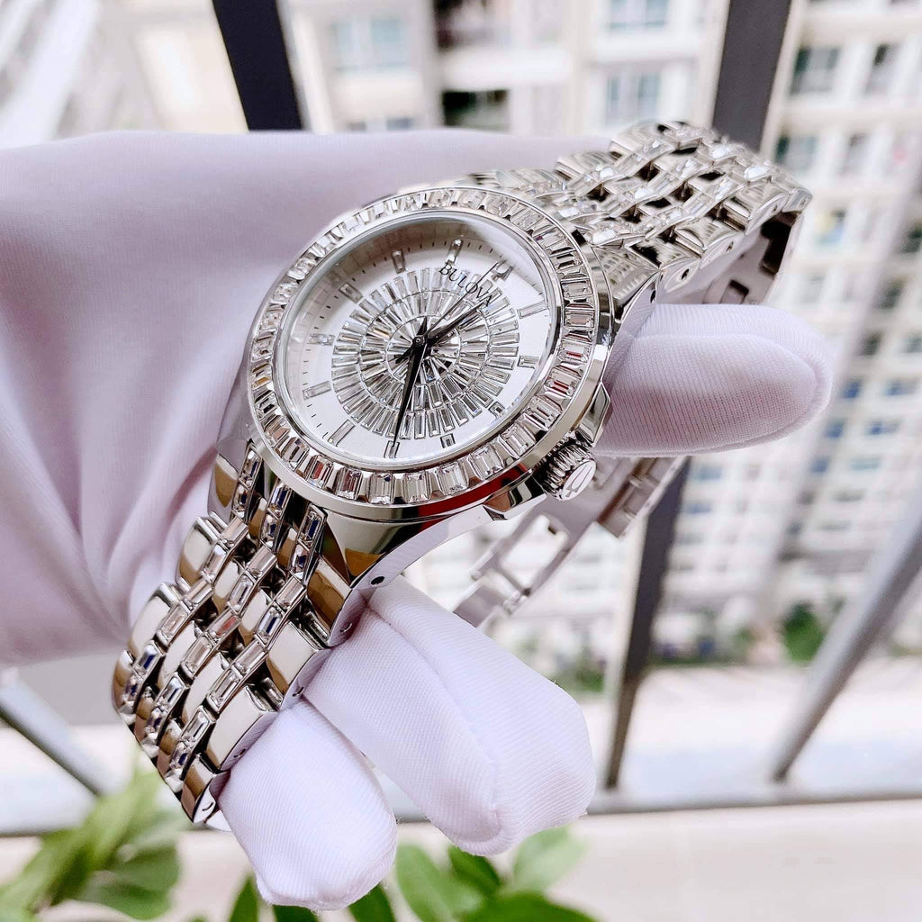 Bulova Phantom Crystal Silver Dial Silver Steel Strap Watch for Men - 96A236