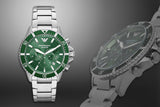 Emporio Armani Diver Chronograph Green Dial Silver Steel Strap Watch For Men - AR11500 Buy Now By Emporio Armani