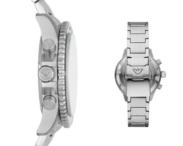 Emporio Armani Diver Chronograph Green Dial Silver Steel Strap Watch For Men - AR11500 Buy Now By Emporio Armani