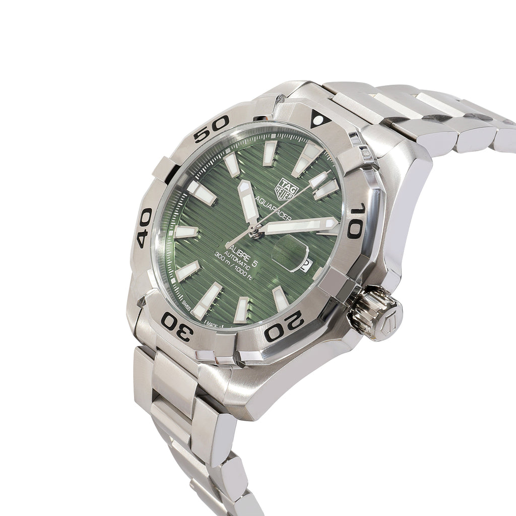 Tag Heuer Aquaracer Calibre 5 Automatic Green Dial Silver Steel Strap Watch for Men - WAY2015.BA0927 Buy Now By Tag Heuer