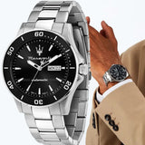 Maserati Competizione Automatic Black Dial Silver Steel Strap Watch For Men - R8823100002 Buy Now By Maserati