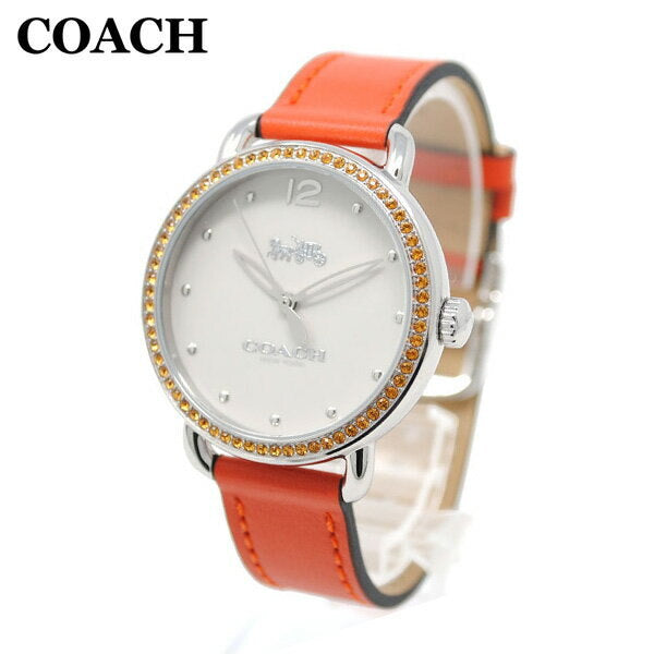 Coach Delancey White Dial Orange Leather Strap Watch for Women - 14502880 Buy Now By Coach