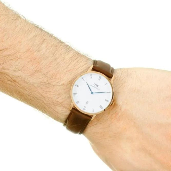 Daniel Wellington Dapper York White Dial Brown Leather Strap Watch For Men - DW00100085 Buy Now By Daniel Wellington