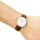Daniel Wellington Dapper York White Dial Brown Leather Strap Watch For Men - DW00100085 Buy Now By Daniel Wellington