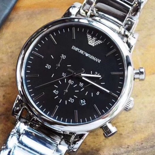 Emporio Armani Luigi Black Dial Silver Steel Strap Watch For Men - AR1894 Buy Now By Emporio Armani