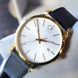 Calvin Klein City Mother of Pearl White Dial Black Leather Strap Watch for Men - K2G2G5C6 Buy Now By Calvin Klein