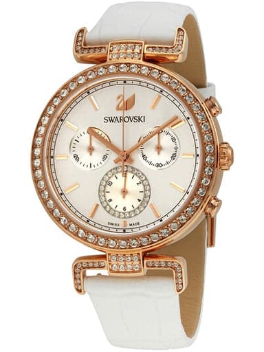 Swarovski Era Journey Silver Dial White Leather Strap Watch for Women - 5295369 Buy Now By Swarovski