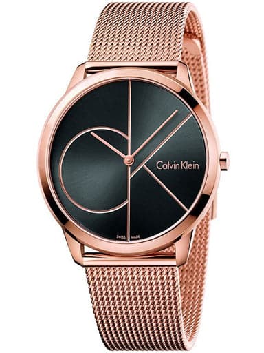 Calvin Klein Minimal Black Dial Rose Gold Mesh Bracelet Watch for Men - K3M21621 Buy Now By Calvin Klein