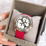 Guess G-Twist Silver Dial Red Rubber Strap Watch for Women - W0911L9 Buy Now By Guess