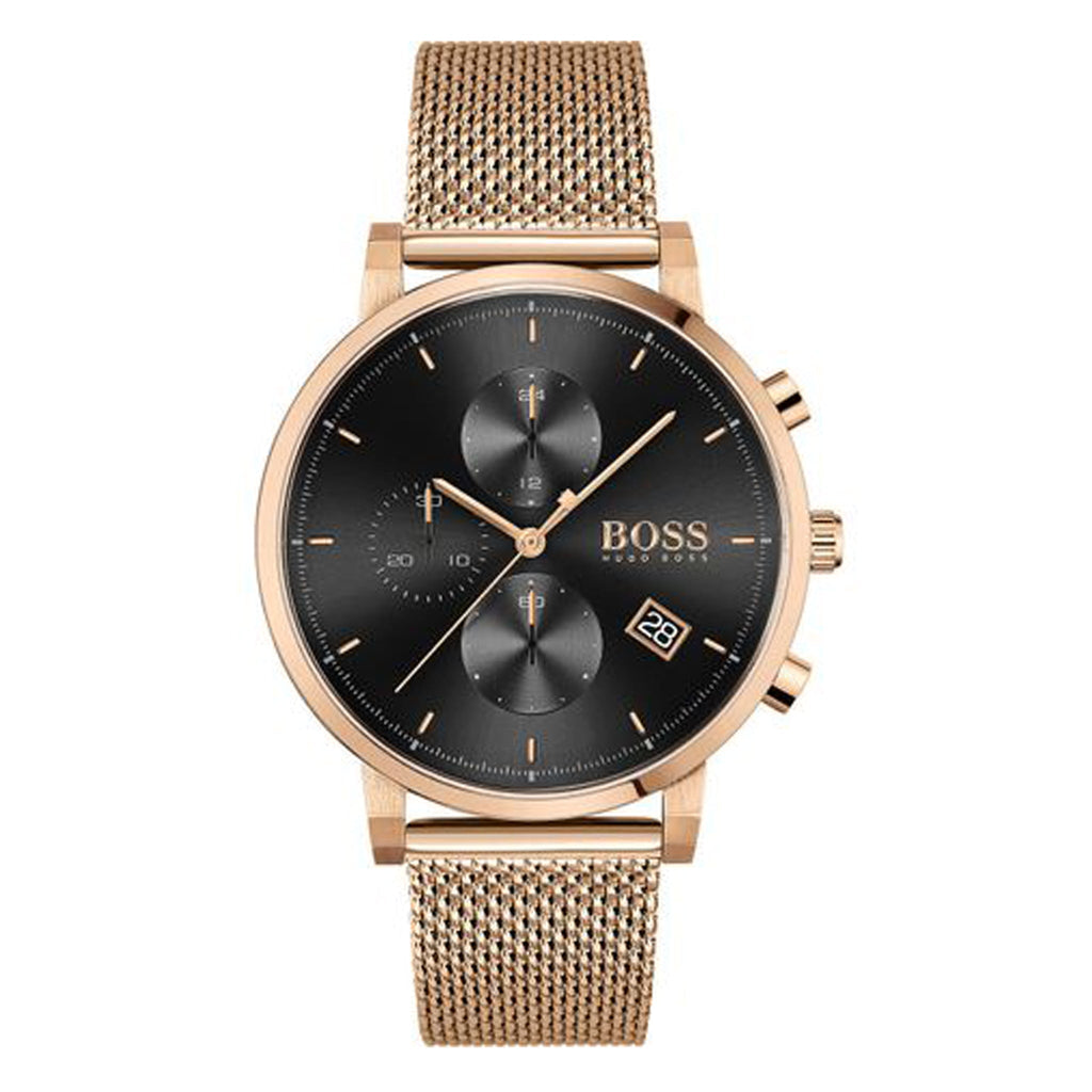 Hugo Boss Integrity Black Dial Gold Mesh Bracelet Watch for Men - 1513808 Buy Now By Hugo Boss