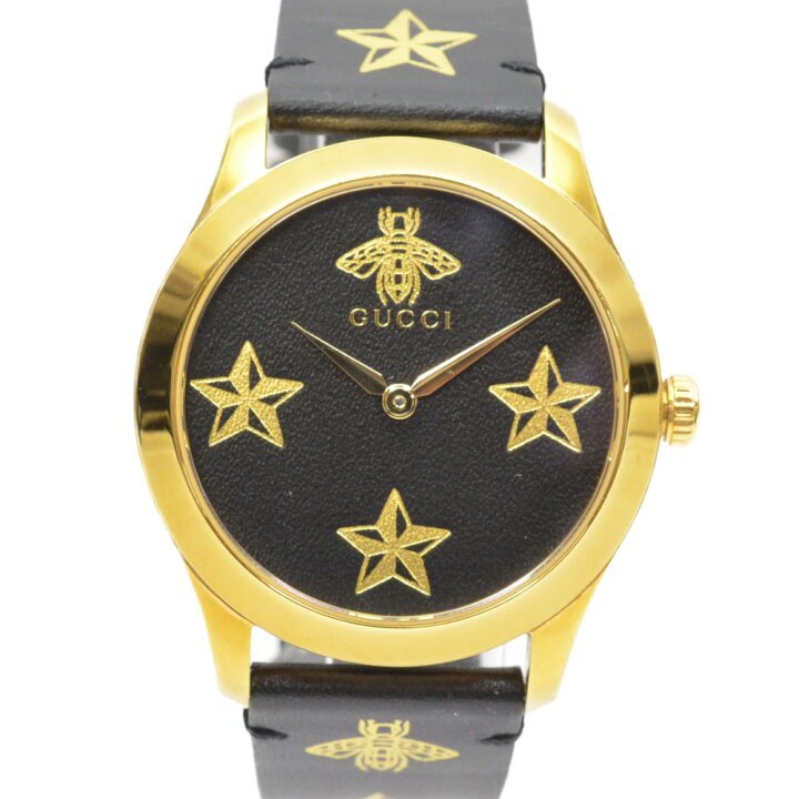 Gucci G Timeless Bee Motif Black Dial Black Leather Strap Watch For Women - YA1264055 Buy Now By Gucci