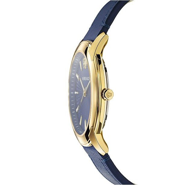 Versace V-Urban Quartz Blue Dial Blue Leather Strap Watch for Men - VELQ00319 Buy Now By Versace
