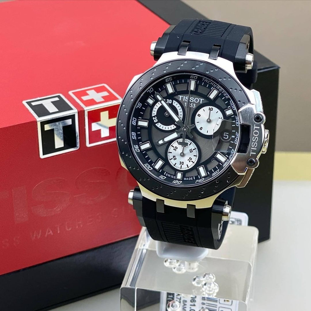Tissot T Race Chronograph Anthracite Black Dial Black Silicone Strap Watch For Men - T115.417.27.061.00 Buy Now By Tissot