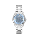 Guess Glitter Burst Diamonds Blue Dial Silver Steel Strap Watch for Women - GW0405L1 Buy Now By Guess