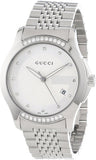 Gucci G Timeless Diamonds Silver Dial Silver Steel Strap Watch For Men - YA126407 Buy Now By Gucci