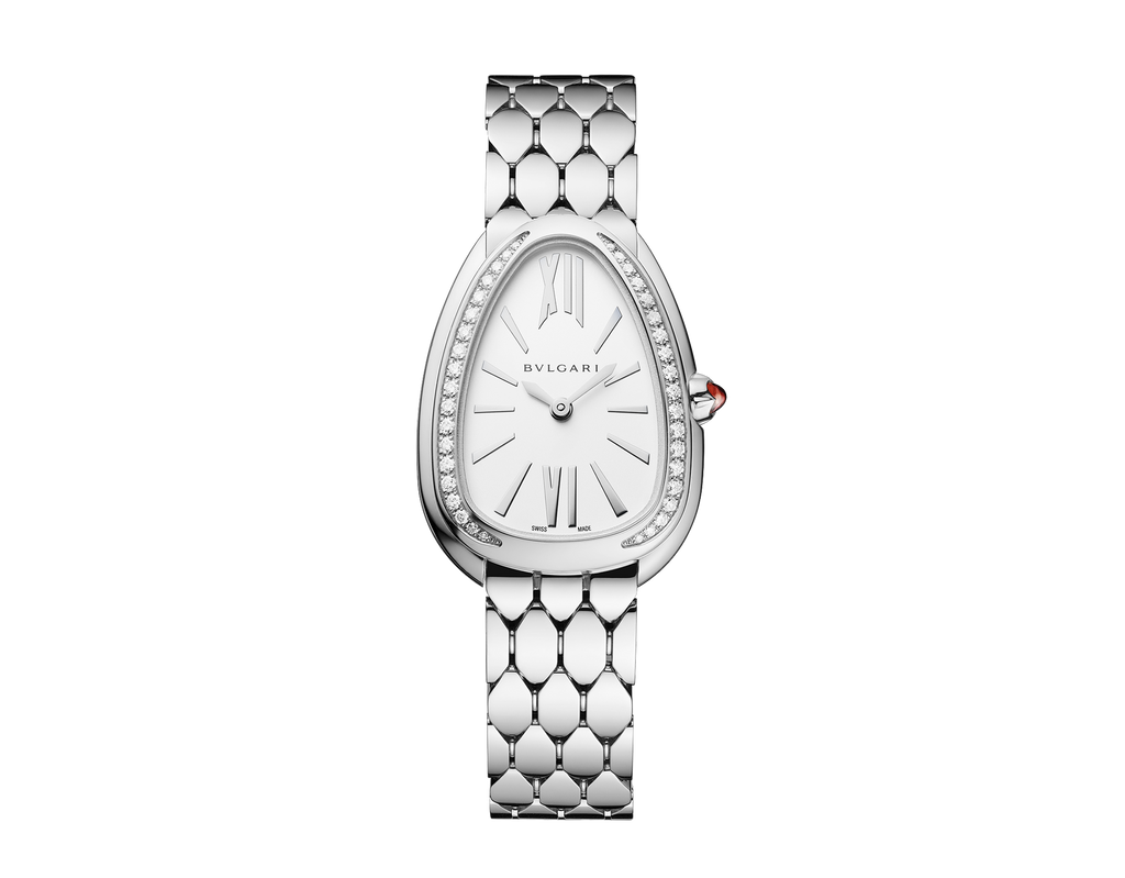 Bvlgari Serpenti Seduttori Diamonds Silver Dial Silver Steel Strap Watch for Women - SERPENTI103361 Buy Now By Bvlgari