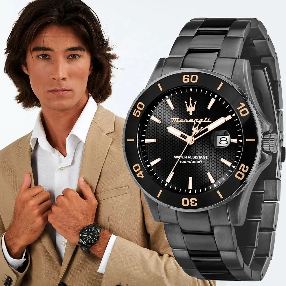 Maserati Competizione Black Dial Black Steel Strap Watch For Men - R8853100035 Buy Now By Maserati