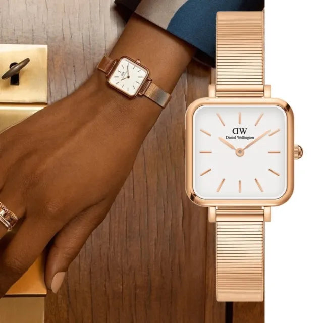 Daniel Wellington Quadro Studio White Dial Rose Gold Mesh Strap Watch For Women - DW00100517 Buy Now By Daniel Wellington