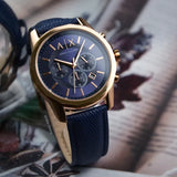 Armani Exchange Banks Chronograph Blue Dial Blue Leather Strap Watch For Men - AX1723 Buy Now By Armani Exchange