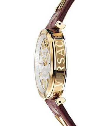 Versace V-Twist Silver Dial Red Leather Strap Watch for for Women - VELS00519 Buy Now By Versace