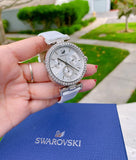 Swarovski Era Journey Silver Dial White Leather Strap Watch for Women - 5295346 Buy Now By Swarovski