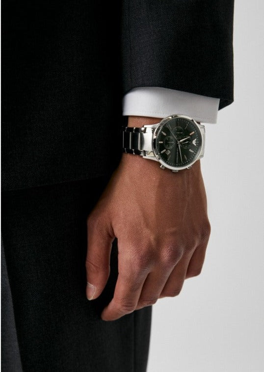 Emporio Armani Renato Chronograph Green Dial Silver Steel Strap Watch For Men - AR11507 Buy Now By Emporio Armani