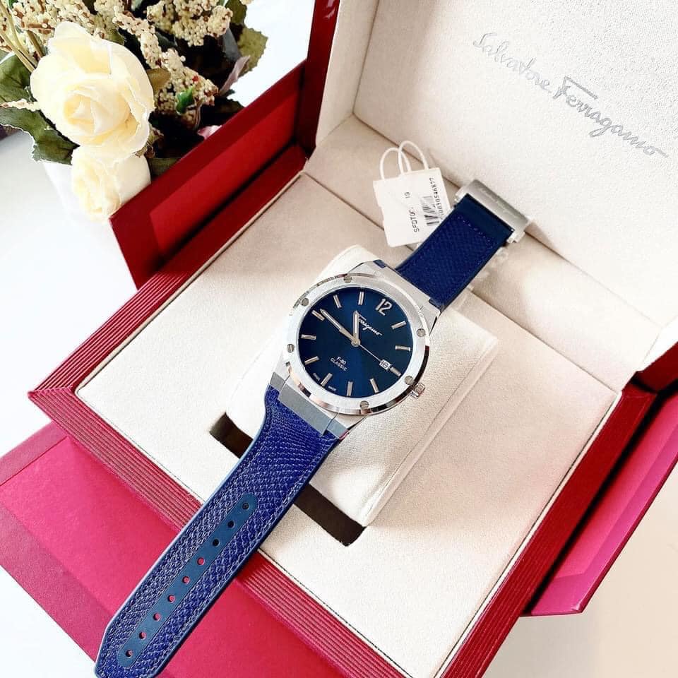 Salvatore Ferragamo F-80 Classic Blue Dial Blue Leather Strap Watch for Men - SFDT00719 Buy Now By Salvatore Ferragamo