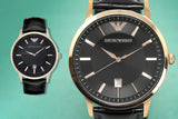 Emporio Armani Renato Quartz Black Dial Black Leather Strap Watch For Men - AR2425 Buy Now By Emporio Armani