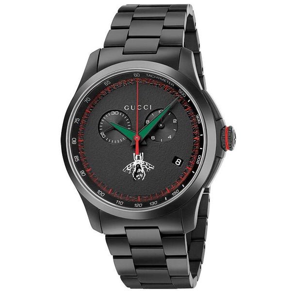 Gucci G-Timeless Chronograph Black Dial Black Steel Strap Watch For Men - YA126269 Buy Now By Gucci