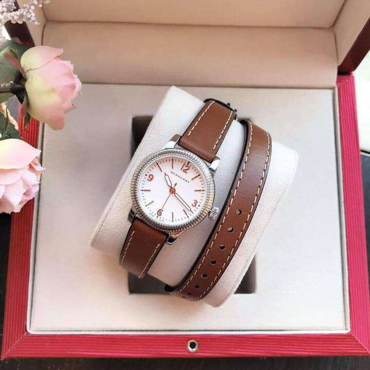 Burberry Utilitarian White Dial Brown Leather Strap Watch for Women - BU7848 Buy Now By Burberry