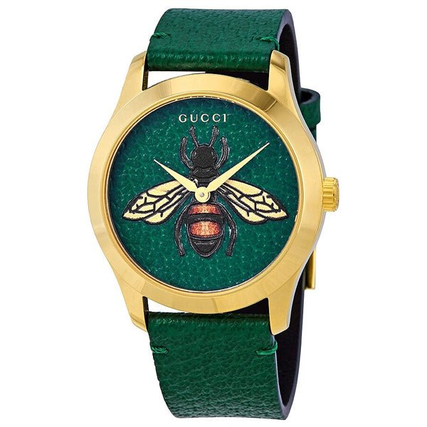 Gucci G Timeless Bee Green Dial Green Leather Strap Watch For Women - YA1264065 Buy Now By Gucci