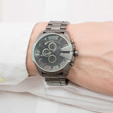 Diesel Mega Chief Chronograph Grey Dial Grey Steel Strap Watch for Men - DZ4282 Buy Now By Diesel