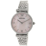 Emporio Armani Classic Gianni T Bar Crystals Pink Dial Silver Steel Strap Watch For Women - AR1781 Buy Now By Emporio Armani