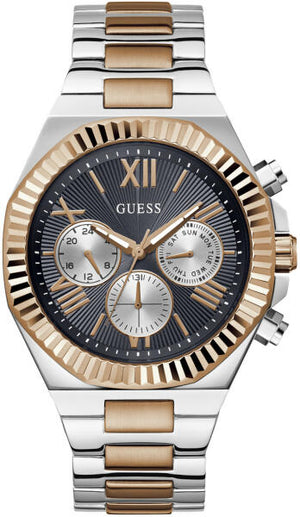 Guess Equity Multifunction Black Dial Two Tone Steel Strap Watch For Men - GW0703G4 Buy Now By Guess