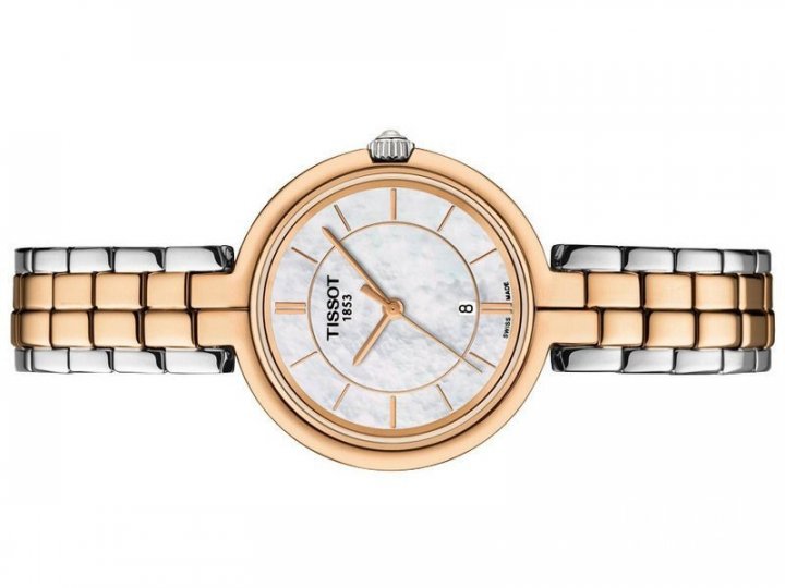 Tissot T Lady Flamingo Mother of Pearl White Dial Two Tone Steel Strap Watch For Women - T094.210.22.111.00 Buy Now By Tissot