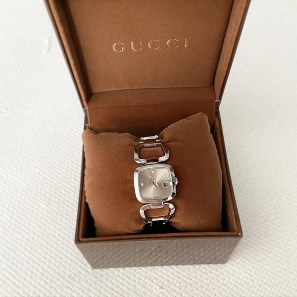 Gucci G Gucci Brown Dial Silver Steel Strap Watch For Women - YA125503 Buy Now By Gucci