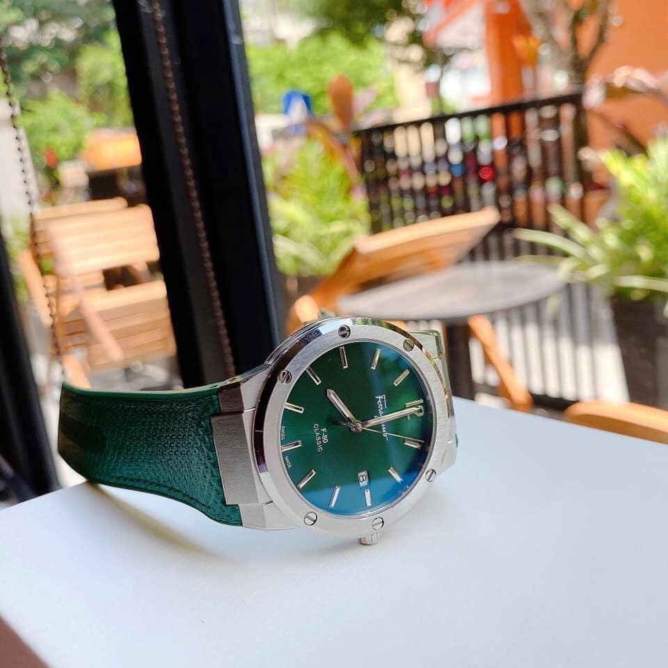 Salvatore Ferragamo F-80 Classic Green Dial Green Leather Strap Watch for Men - SFDT00519 Buy Now By Salvatore Ferragamo